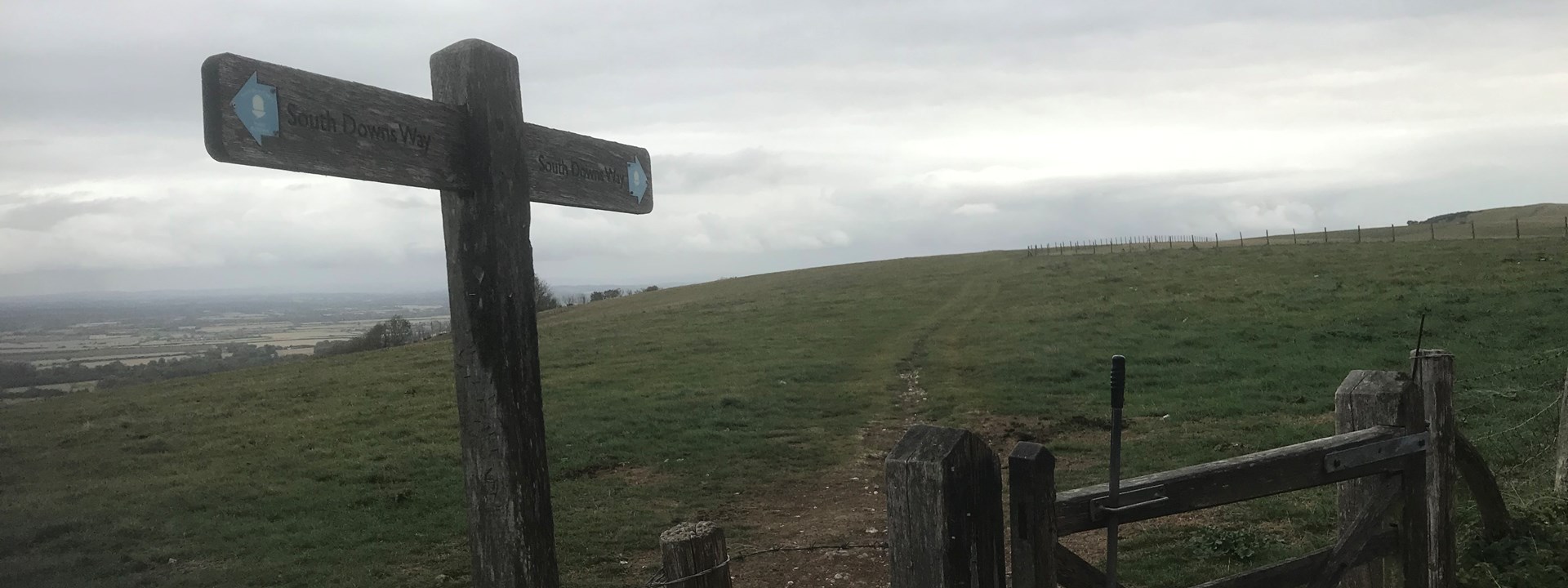 South Downs Way footpath sign and gate