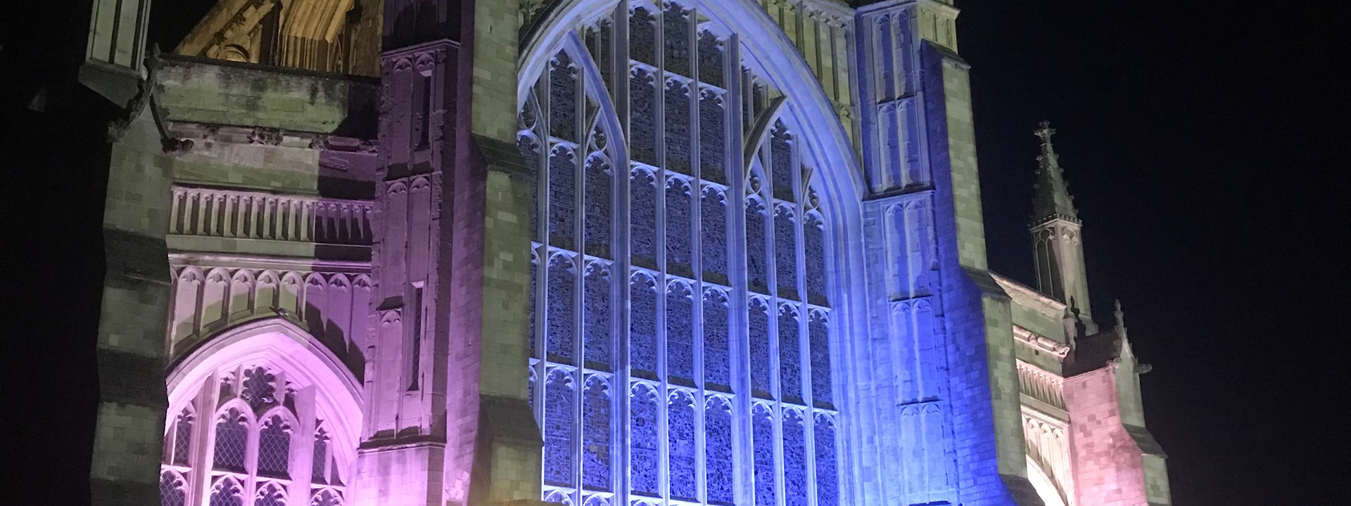 Winchester Cathedral West Front at Night