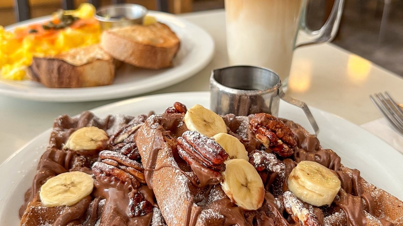 Moose Banana and Chocolate Waffles