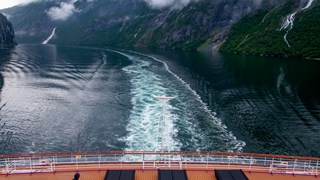 Ambassador Cruise Ambience leaving fjord