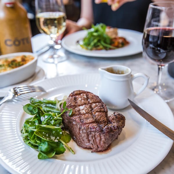 cote steak wine table restaurant