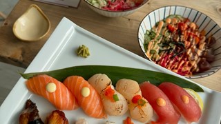 Asuke Sushi Platter and Poke Bowls
